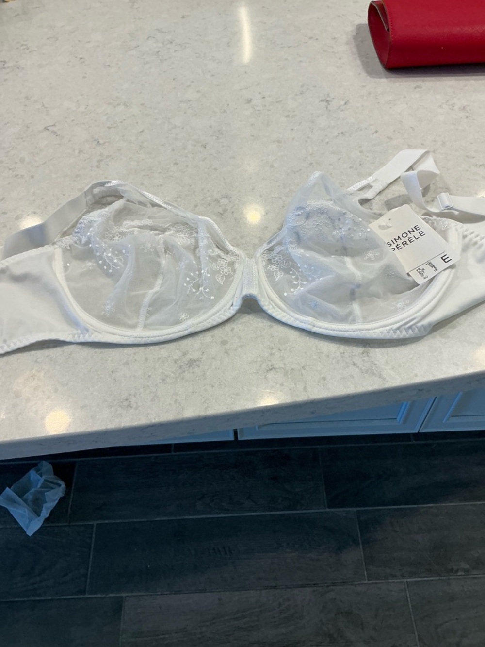 Simone Perele White Sheer Floral Embroidered Underwire Bra